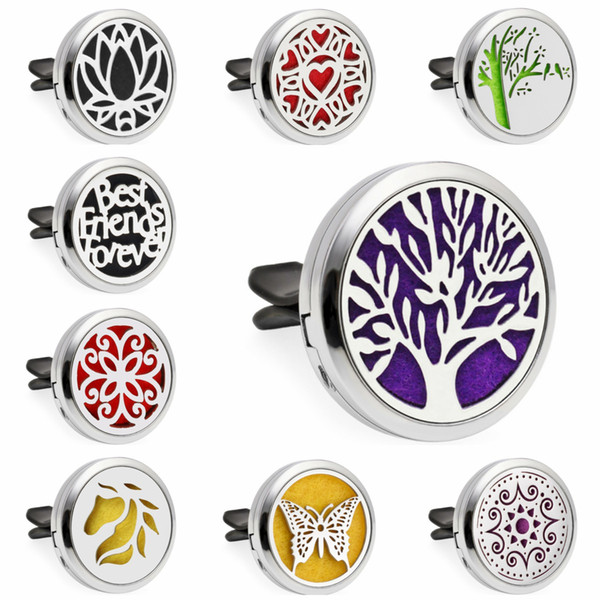 Tree Of Life Lotus Flower Heart Butterfly 30mm Magnet Essential Oil Aromatherapy Car Diffuser Locket Perfume Locket Vent Clip 10pcs Pads