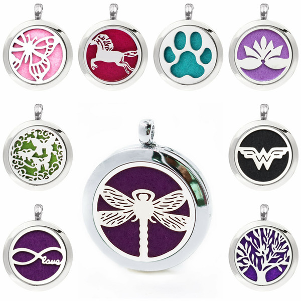 Dragonfly Lotus Flower Jumping Horse Butterfly 30mm Magnet Essential Oil Aromatherapy Perfume Diffuser Locket Pendant Women Jewelry