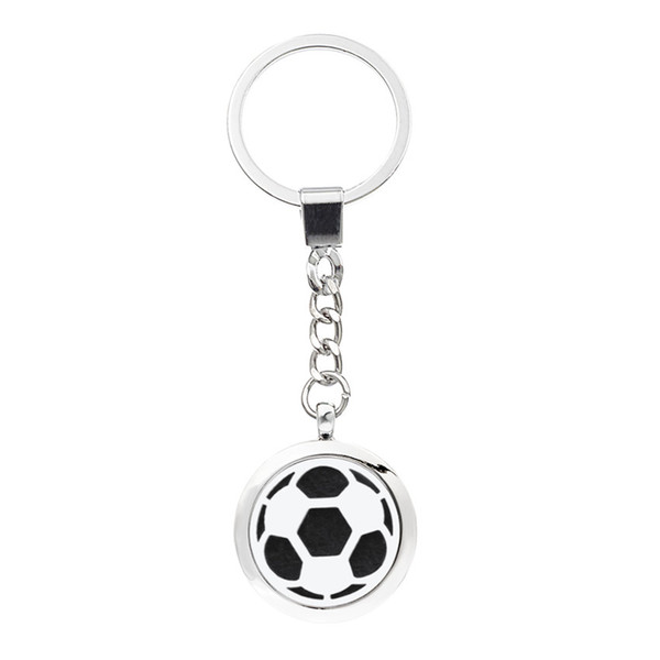 More Options Football Keychain Magnetic Aroma Essential Oil Diffuser Locket Key chain Perfume Locket Keyrings 5pcs Pads