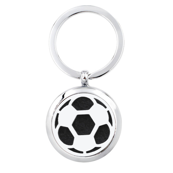 More Options Football Keyring Magnetic Aroma Essential Oil Diffuser Locket Key chain Perfume Locket Keyrings 5pcs Pads Random