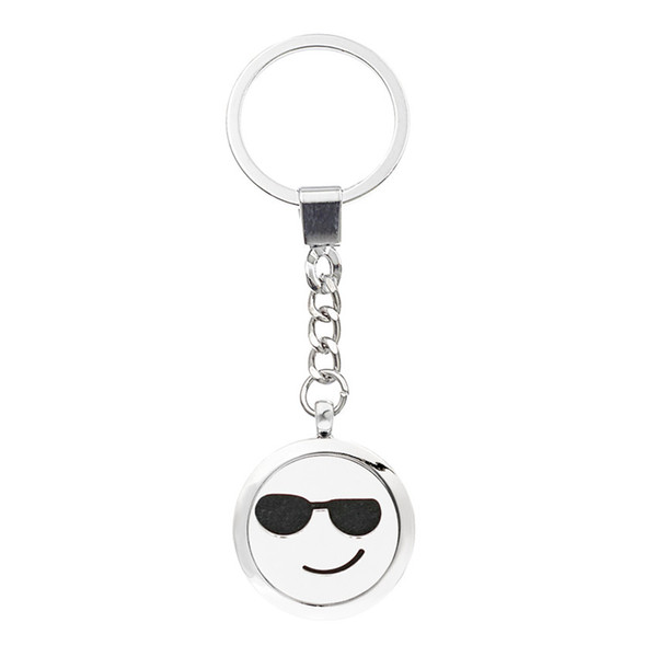 More Options Fashion Cool Face Expression Keychain Magnetic Aroma Essential Oil Diffuser Locket Key chain Perfume Locket Keyrings 5pcs Pads