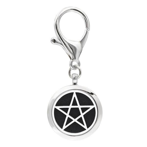 Multiple Options Star Keychain Lobster Clasp Magnetic Aroma Essential Oil Diffuser Locket Keychain Perfume Locket Keyrings 5pcs Pads