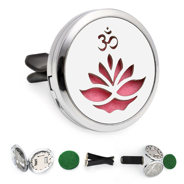 Yoga Llotus Flower 30mm Magnetic Essential Oil Aromatherapy Car Diffuser Locket Perfume Locket Removable Vent Clip 10pcs Pads Random