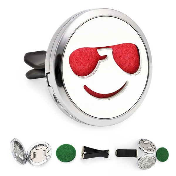Fashion Cool Face 30mm Magnetic Essential Oil Aromatherapy Car Diffuser Locket Perfume Locket Removable Vent Clip 10pcs Pads Random