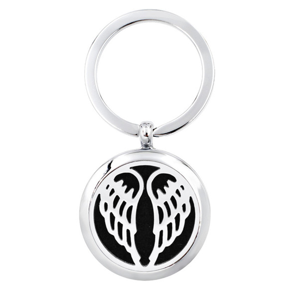 More Options Wing Keyring Magnetic Aroma Essential Oil Diffuser Locket Key chain Perfume Locket Keyrings 5pcs Pads Random