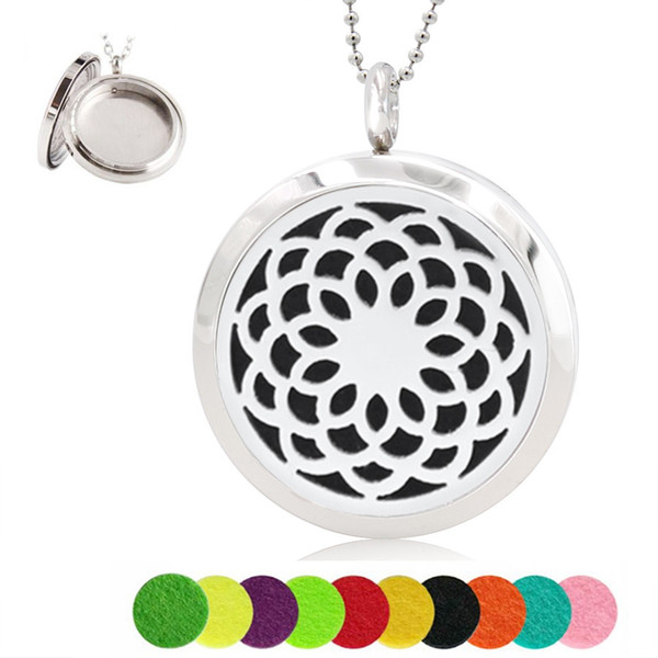 Flower Twist Screw 316L Stainless Steel Essential Oil Diffuser Locket Pendant Perfume Locket Jewelry Without Necklace Chain 10pcs Pads