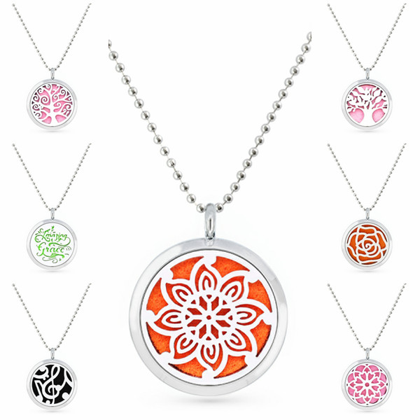 Venus Flower Tree of Life 30mm Magnet Essential Oil Aromatherapy Perfume Pendant Diffuser Locket Pendant With Necklace Women Jewelry