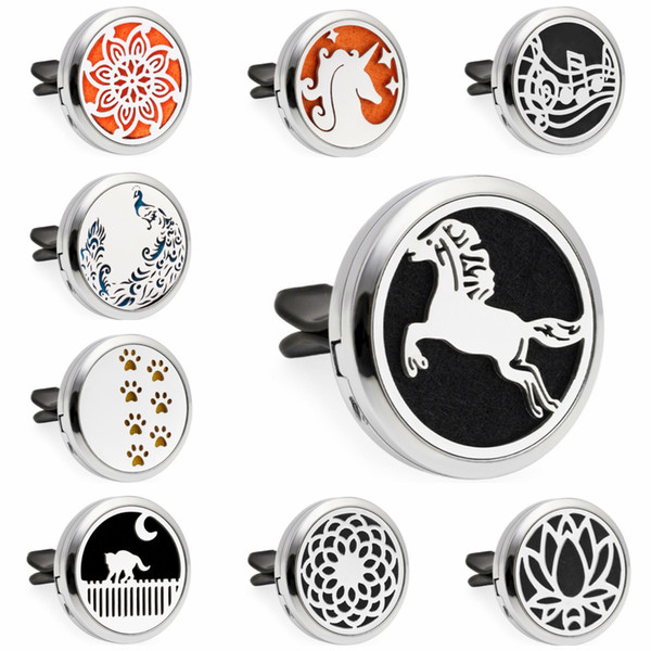 Jumping Horse Unicorn Paw Clouds 30mm Magnetic Essential Oil Aromatherapy Car Diffuser Locket Perfume Locket Vent Clip Random 10pcs Pads