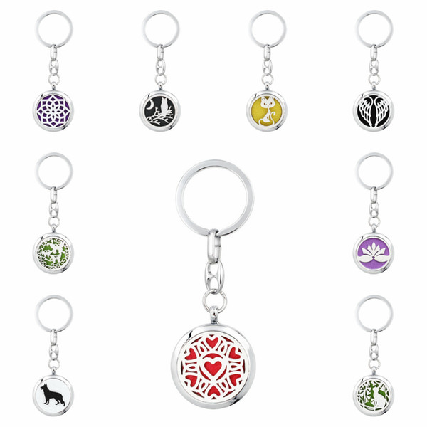 Heart Cat Owl Butterfly Keychain Magnetic Aroma Locket Essential Oil Diffuser Locket Keychain Perfume Locket Keyrings 5pcs Pads For Free