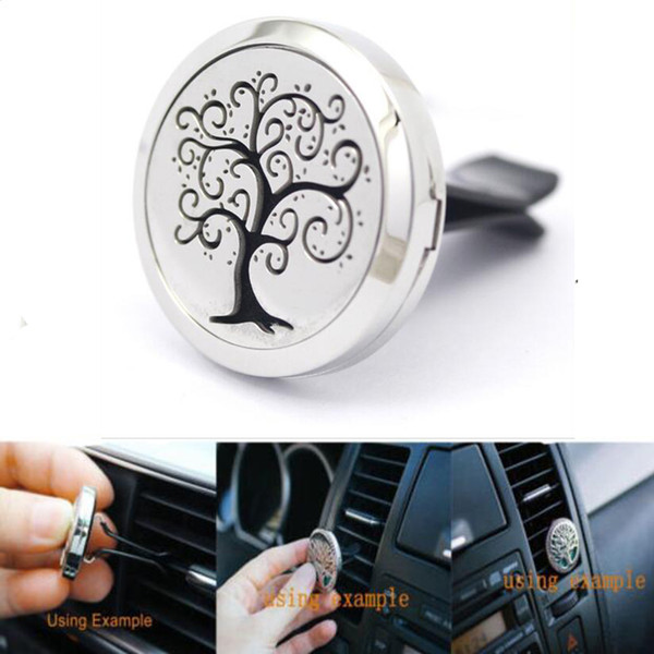 New Arrival Silver Polish Essential oil Car Diffuser Locket Vent Clip 1pcs 316L Stainless Steel Aromatherapy Pendants 5pcs Oil Pads as Gift