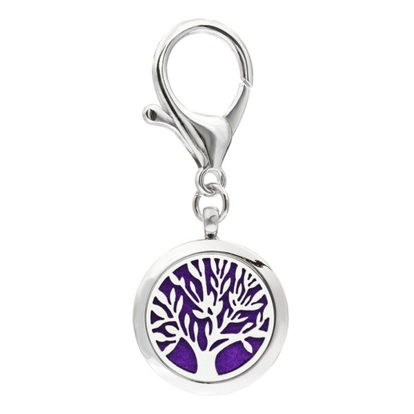 More Options Tree of Life Keychain Lobster Clasp Magnetic Aroma Essential Oil Diffuser Locket Key chain Perfume Locket Keyrings 5pcs Pads