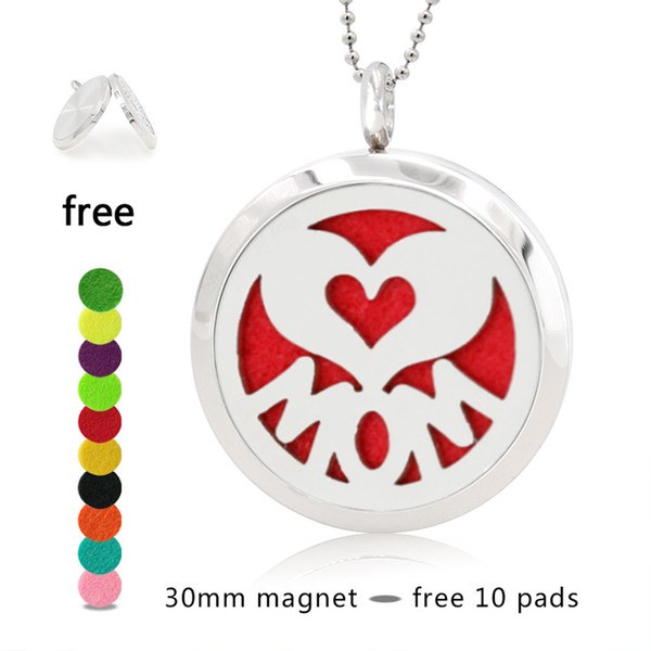 Mom Heart 30mm Magnetic Stainless Steel Essential Oil Aromatherapy Perfume Diffuser Locket Pendant 10pcs Pads Random(no necklace chain)