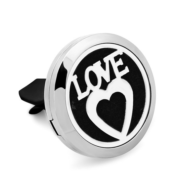 Love Heart 30mm Magnetic 316L Stainless Steel Essential Oil Aromatherapy Perfume Car Diffuser Locket Vent Clip Random 10pcs Pads