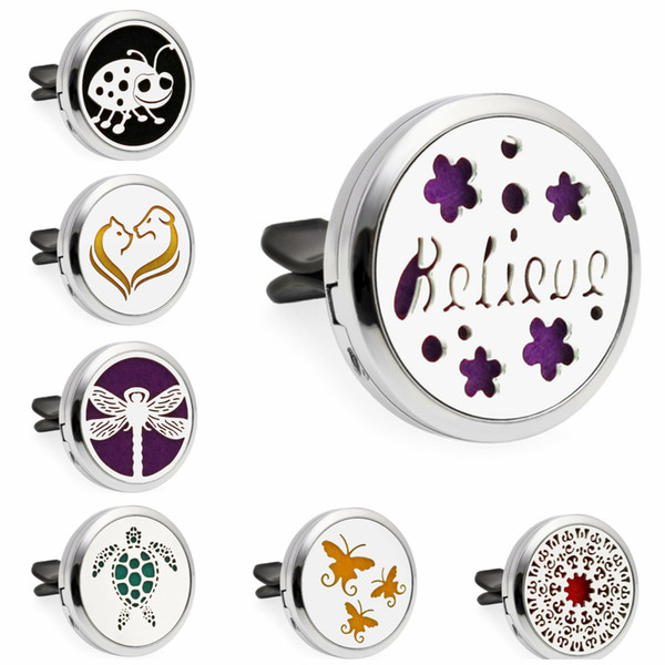 I Believe Dragonfly Tortoise Ladybird 30mm Magnet Essential Oil Aromatherapy Car Diffuser Locket Perfume Locket Vent Clip 10pcs Pads