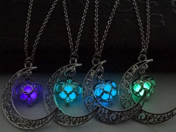 Moon in the sky luminous Locket Floating Hollow Locket Pendant Necklaces Necklace EXL132