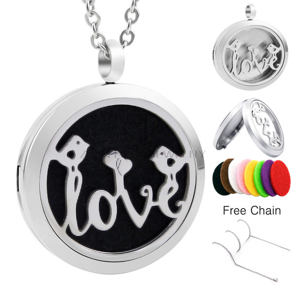 Chain as gift! New Love 30mm Magnetic Diffuser Locket Essential Oils Perfume Diffuser Locket Stainless Steel for Mother