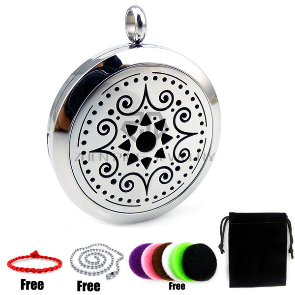 New Arrivals Silver (30mm) Aromatherapy / Essential Oils Diffuser Locket Pendant Necklace with Colorful Pads and Chain