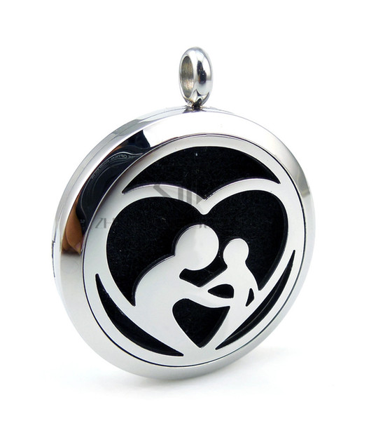 New Arrivals With Chain Round Silver Mother's Love (30mm) Essential Oils / Aroma Locket Necklace Perfume Diffuser Locket