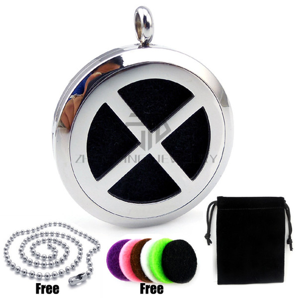 With Chain as gifts! Roud Silver (30mm) Essential Oils Magnetic Diffuser Locket Aromatherapy Diffuser Locket Necklace