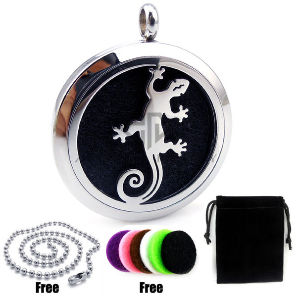 New Arrival Round Gecko Desgin (30mm) Essential Oils Diffuser Locket Aromatherapy Locket Free Pads Diffuser Locket