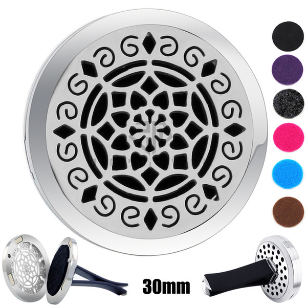 New Desgin Round Silver (30mm) Magnet Diffuser Car aromatherapy Locket Free Pads Essential Oil 316 Stainless Steel Car Diffuser Lockets