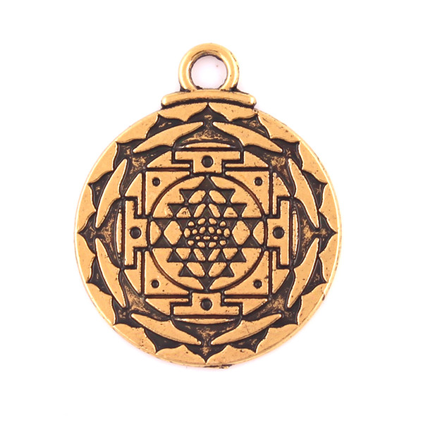 Gold Color Chakra 3rd Eye Hindu Goddess Yoga Sri Yantra Wicca Wealth Pendant clip on charm