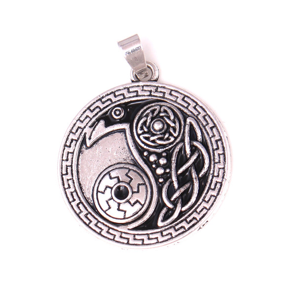 Drop Shipping Viking Raven Morrigan Crow Raven Yin Yang Amulet Charm Pendent Jewelry