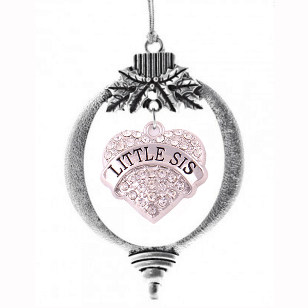 New Fashion LITTLE SIS/BABY SIS Engraved Heart Crystal Rhinestones Christmas Basket Family Member Gift Jewelry