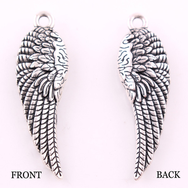 Apricot Fu Antique Silver Plated Angel Wings Charm Pendants For Jewelry Accessories Jewelry Making 10Pieces/lot