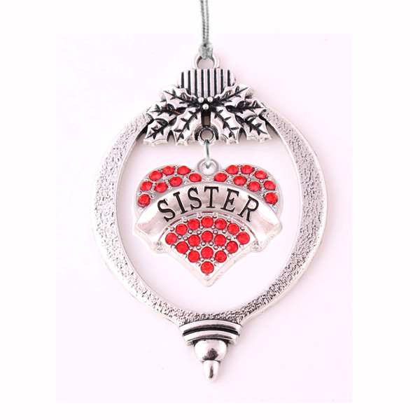 New Fashion SISTER /SOUL SISTERS Engraved Heart Crystal Christmas Basket Charm Pendent Family Member Gift Jewelry