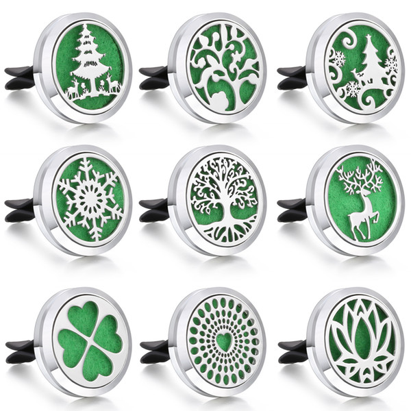 Aromatherapy Jewelry Essential Oil Perfume Locket Car Diffuser Vent Clip Magnetic Open Perfume Lockets Car Clips Freshener