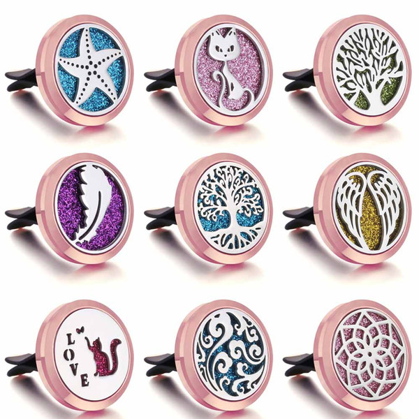 New Wholesale Car Air Diffuser Stainless Steel Vent Freshener Car Essential Oil Diffuser Perfume Aromatherapy Necklace Open Locket