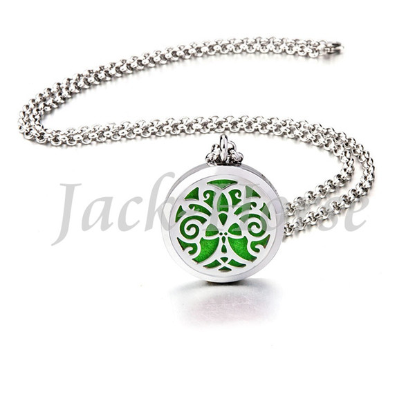 Tree of Life 316L Stainless Steel Essential Oil Perfume Diffuser Necklace Pendant Jewelry Chain By Choker with Pads #mms