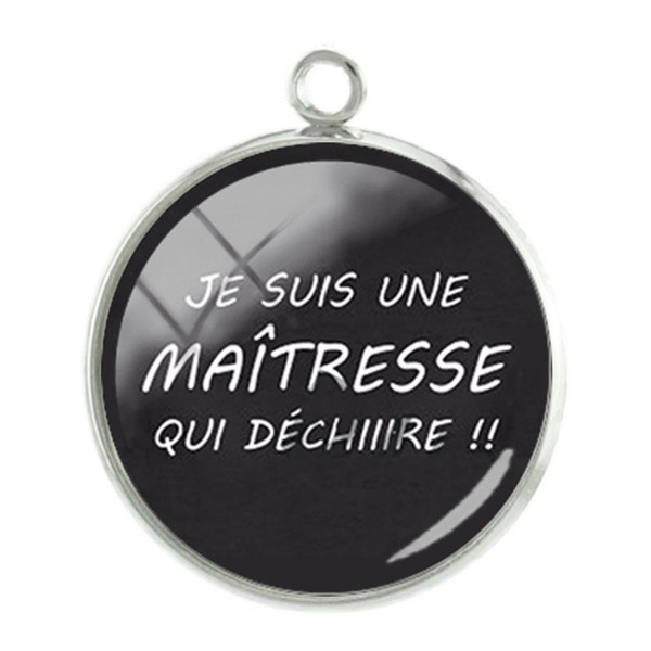 TAFREE Merci Maitresse Pendants Charms Hot Fashion Glass Cabochon Dome Teacher's Day Gifts Handcraft Silver Color Art Jewelry CT281