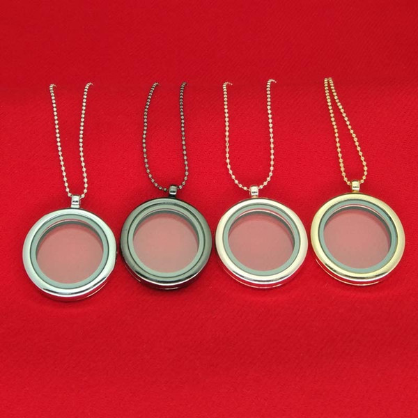 Floating Locket Pendant Necklace women Magnetic Living Memory Glass Floating Charm Locket With bead Chains DIY necklaces Drop Shipping