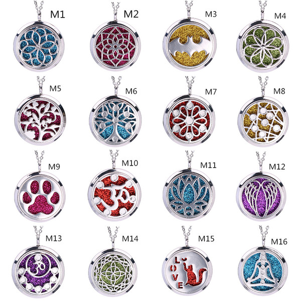 Magnetic Tree of Life Yoga Om Angel Wing Pendant Stainless Steel Tone Aroma Perfume Essential Oil Diffuser Locket Necklace