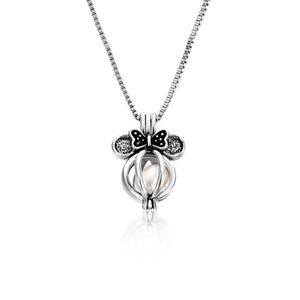 Chimes Pregnancy Bow clavicle chain necklace Luxurious floating Lockets romantic love jewelry silver hollow Bow Pearl pendant necklaces