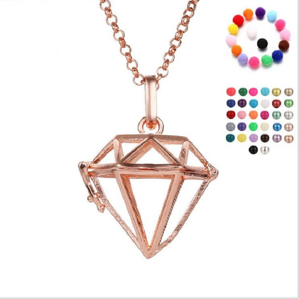 diamond shape pearl accessories Disffuser Dolphins Necklace Locket Essential Oil Diffuser Necklaces Hollow out Locket Cage Pendant Necklaces