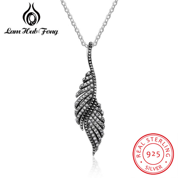 New Authentic 925 Sterling Silver Feather Wing Pendant Necklace High Quality Chain Necklace Fine Jewelry Accessories