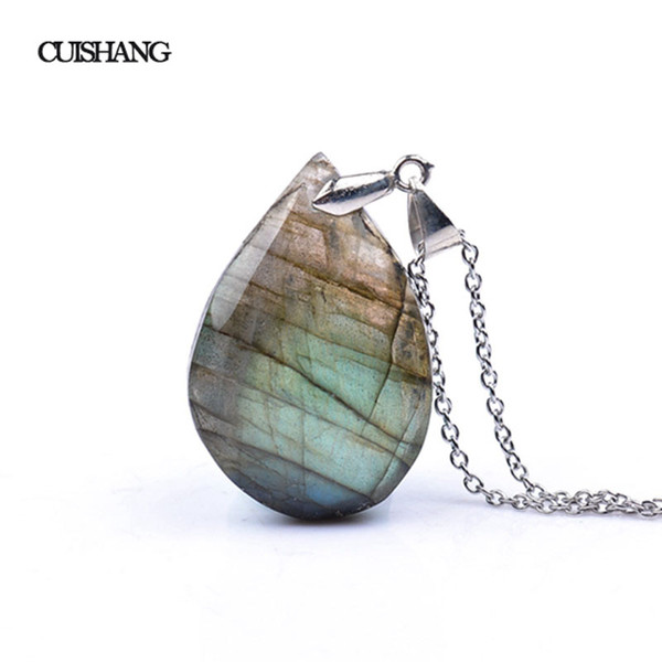 CSJ Natural irregular crystal Labradorite Pendants Moonstone Sunstone Necklace Divination spiritual meditation Fine Jewelry