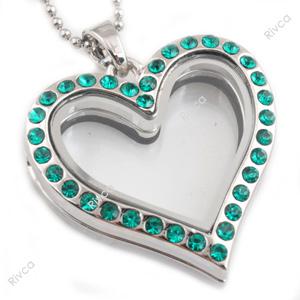 J00092 Free Shipping wholesale 2015 newest design heart shape magnetic glass floating charms locket with stainless steel chain