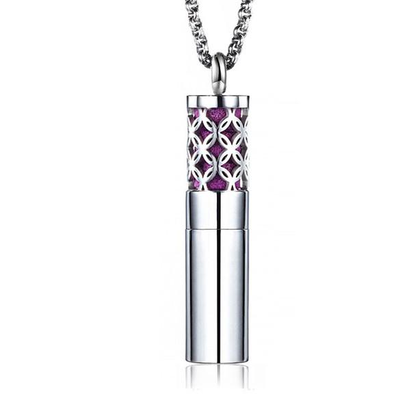 Stainless steel perfume bottle pendant titanium steel aromatherapy necklace cylindrical essential oil storage perfume bottle pendant