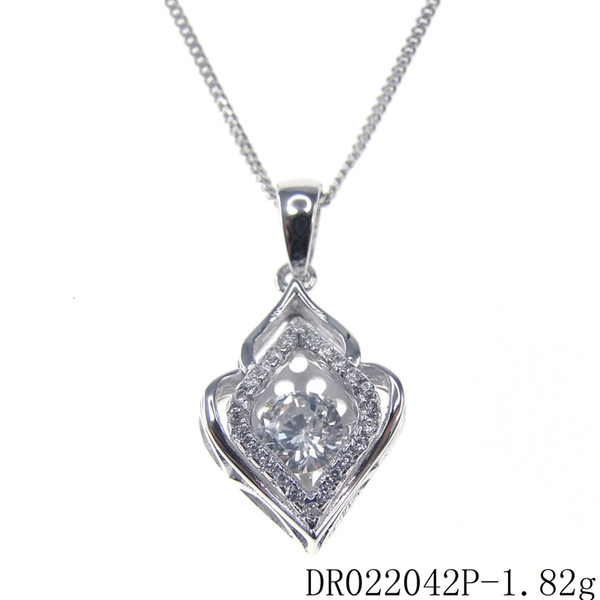 Man Fashion jewelry 925 Sterling Silver Jewelry Long sloshing heart Shaking Pendant Rhodium platin Engagement gift DR022042P-W Free Shipping