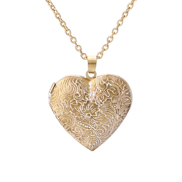 Personalized Retro Love Heart Shape Carved Pattern Box Pendant Necklace Can 0pen Item Accessories Jewelry Wholesale for Women Gift