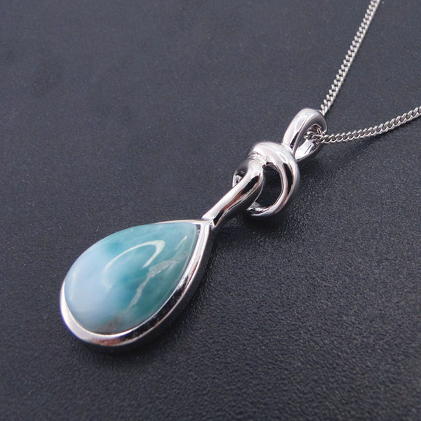 New Arrival 9x13mm Pearl Natural Larimar Pendant 925 Sterling Silver Jewelry Womem Pendant Charm Fine Jewelry without chain