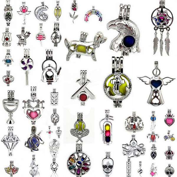 782 Styles in stock 18kgp Fashion love wish pearl gem beads locket cages Pendants, DIY Pearl Necklace charm pendants mountings