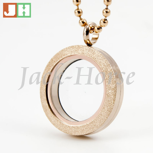 Newest 25mm 30mm stainless steel round rose gold parkle glass locket