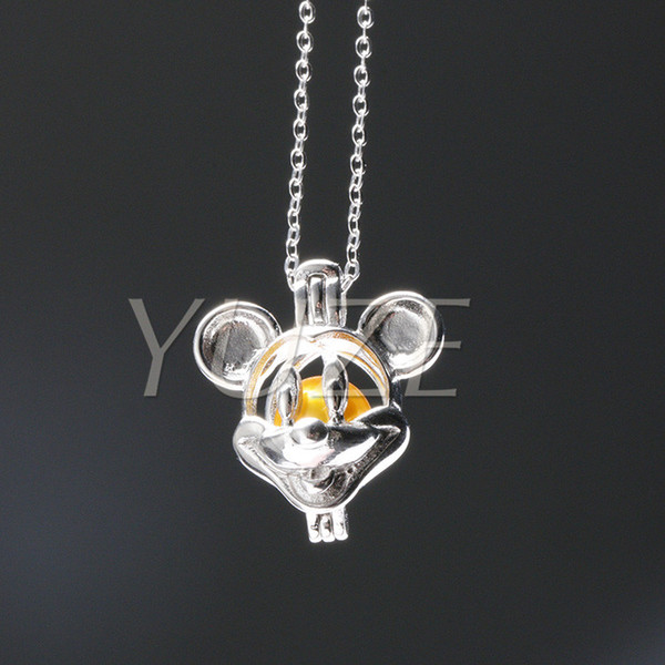 2018 hot sale Pack of 3 silver plated Mouse Silver Cage Jewelry Pendant wholesale,locket pendant jewelry making oyster pearl