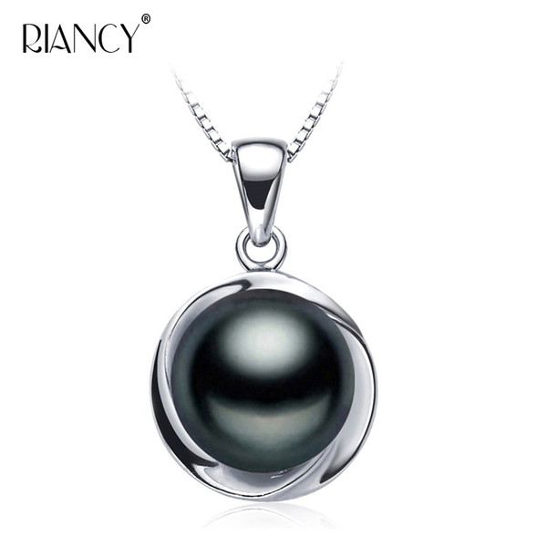 Fashion Natural black pearl pendant necklace for women Elegant freshwater pearl pendants 925 sterling silver jewelry