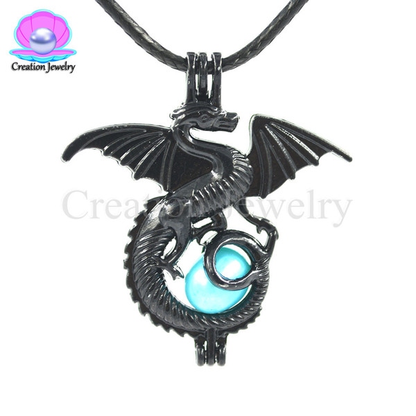 Charms Black Dragon Small Pearl Bead Cage Pendant Locket Fit Necklace Bracelet Jewelry Making